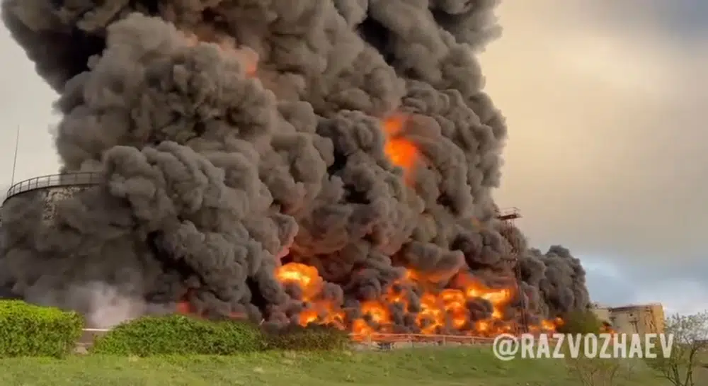 Drone causes fire at Crimea oil reservoir