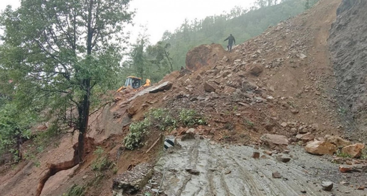Rain starts damaging roads at different places of Melamchi