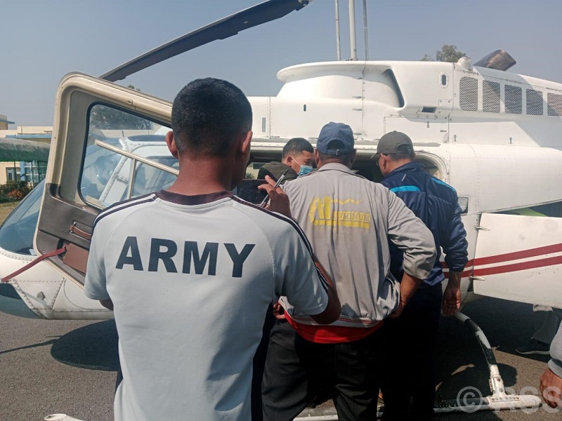 Two injured in fire, airlifted to Kathmandu