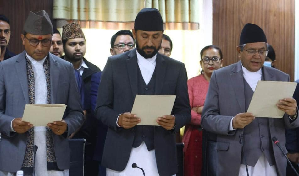 Oath of Rabi Lamichhane and Dr Swarnim Wagle