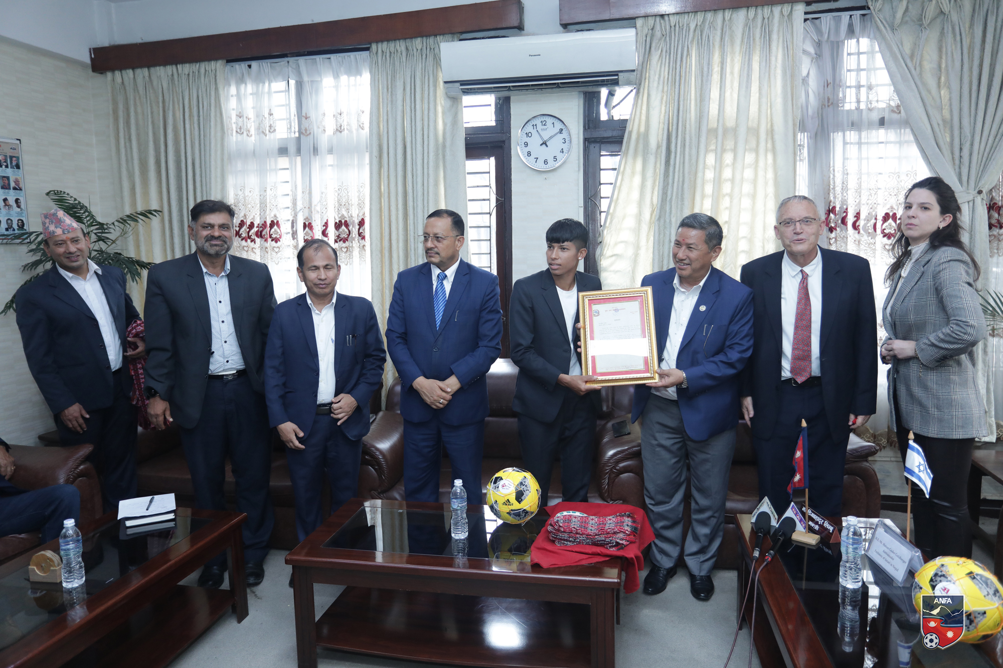Minister Limbu applauds Sabitra Bhandari who is selected to play European Football