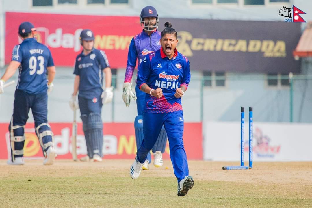 Nepal vs Scotland: Sandeep Lamichhane strikes again!