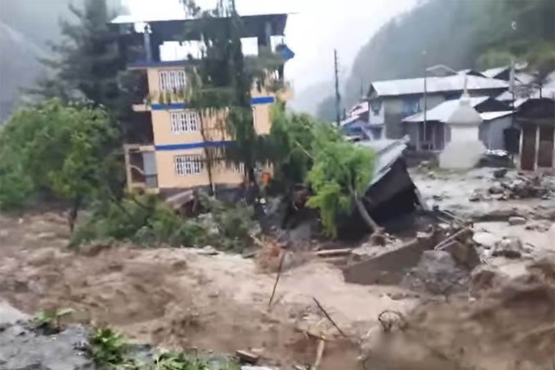 Suspension bridge damaged due to flood in Chame