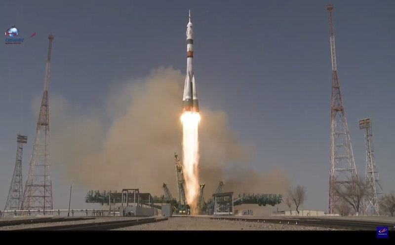 US-Russian trio blast off on mission to space station