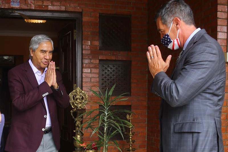 PM Deuba and US ambassador visit vaccination centre at Kupandol in Lalitpur