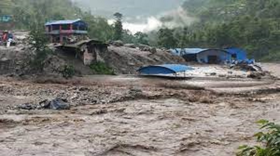 Flood and landslide damage 31 houses in Sindhuli