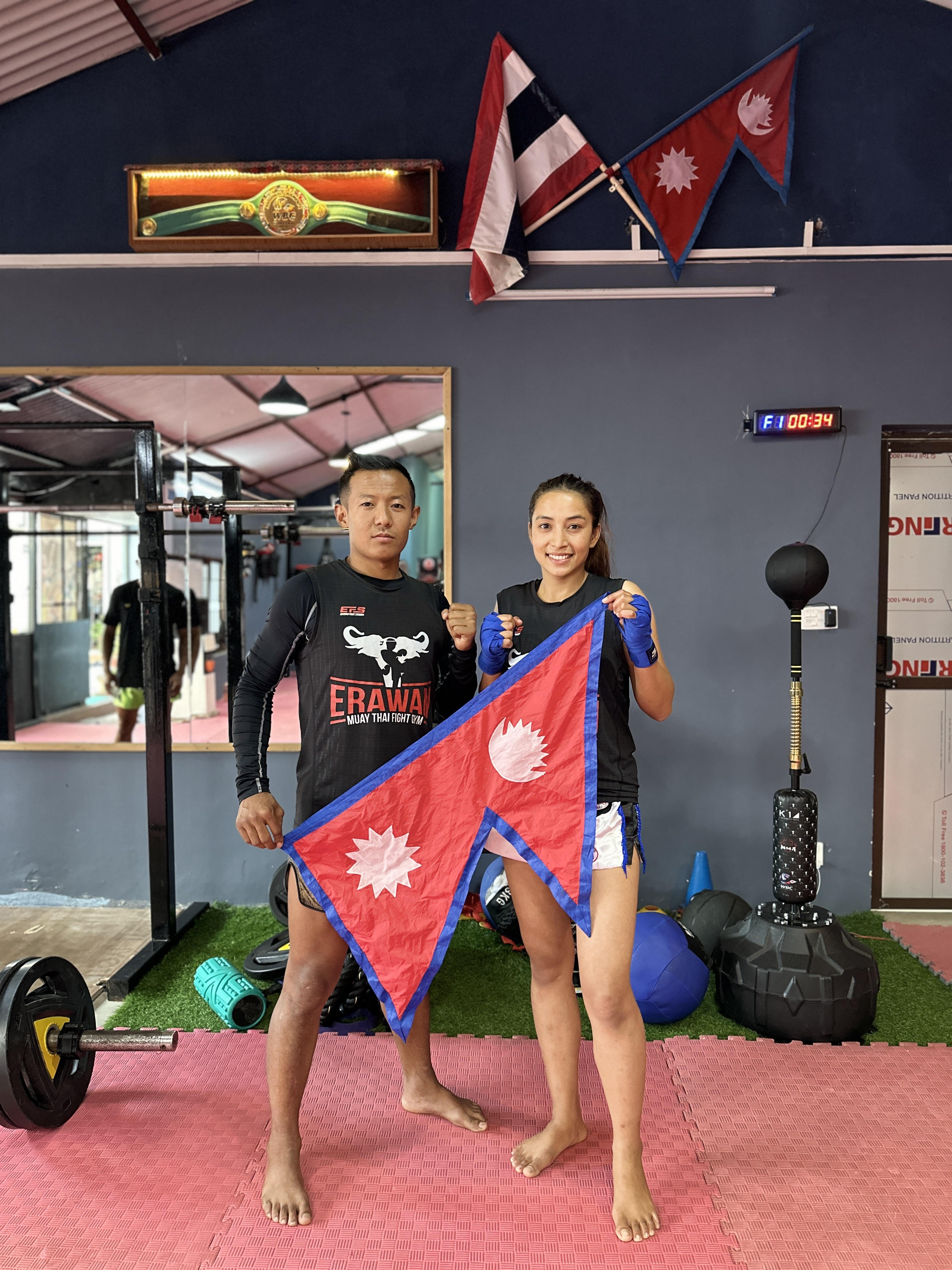 Nepalese athlete Rajina playing professional kickboxing in Japan