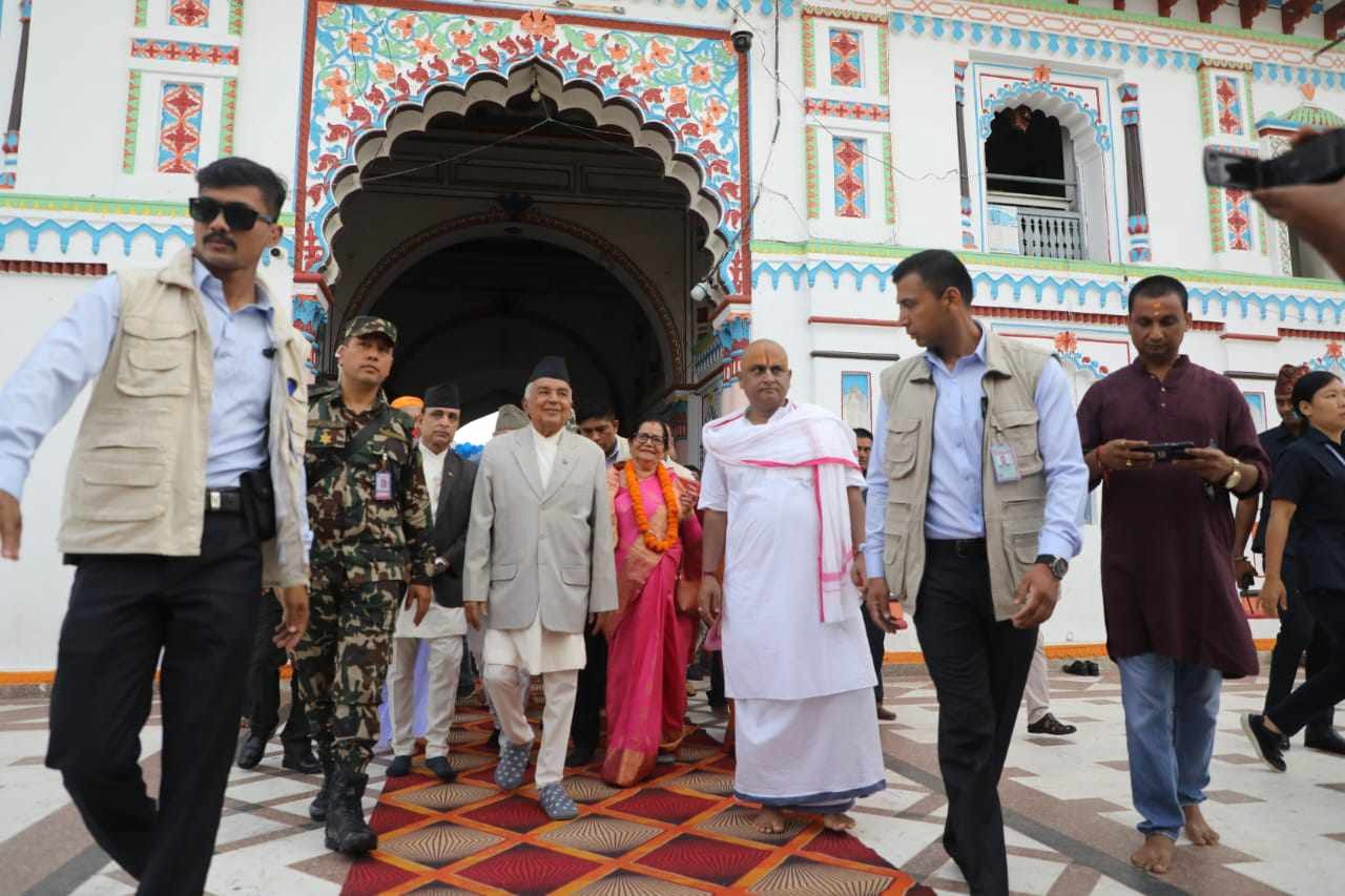 President Paudel performs worship at Janaki Temple