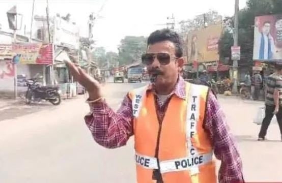 Can’t speak, only blows his whistle to control traffic