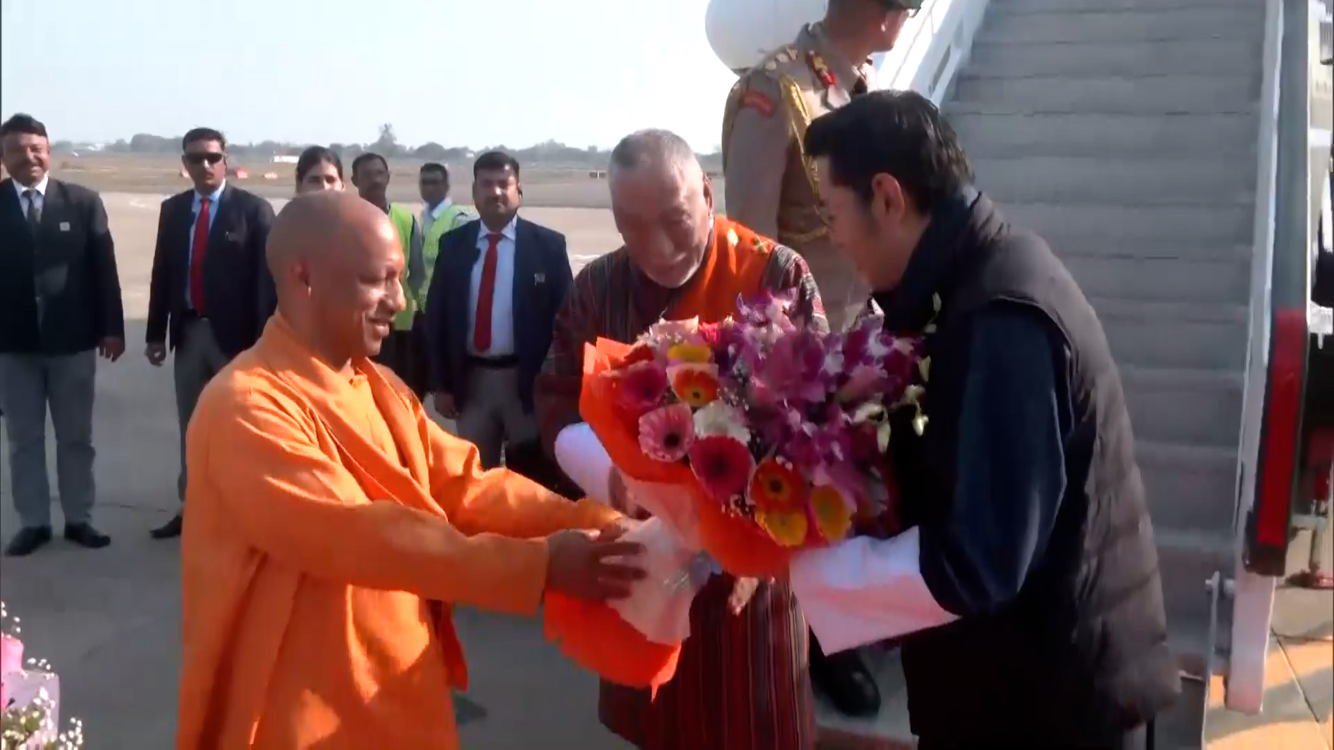 Bhutan King accompanied by UP CM departs for Prayagraj to attend Mahakumbh