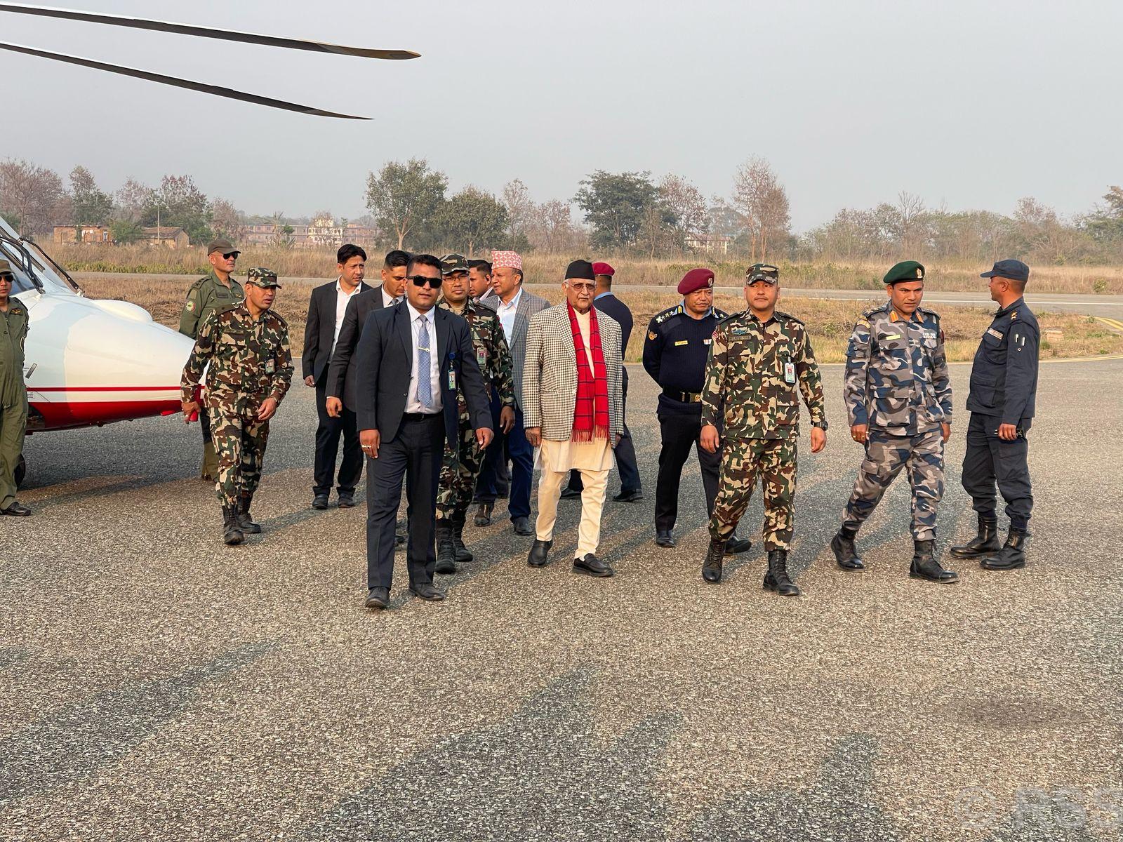 PM Oli inspects Tarigaun airport