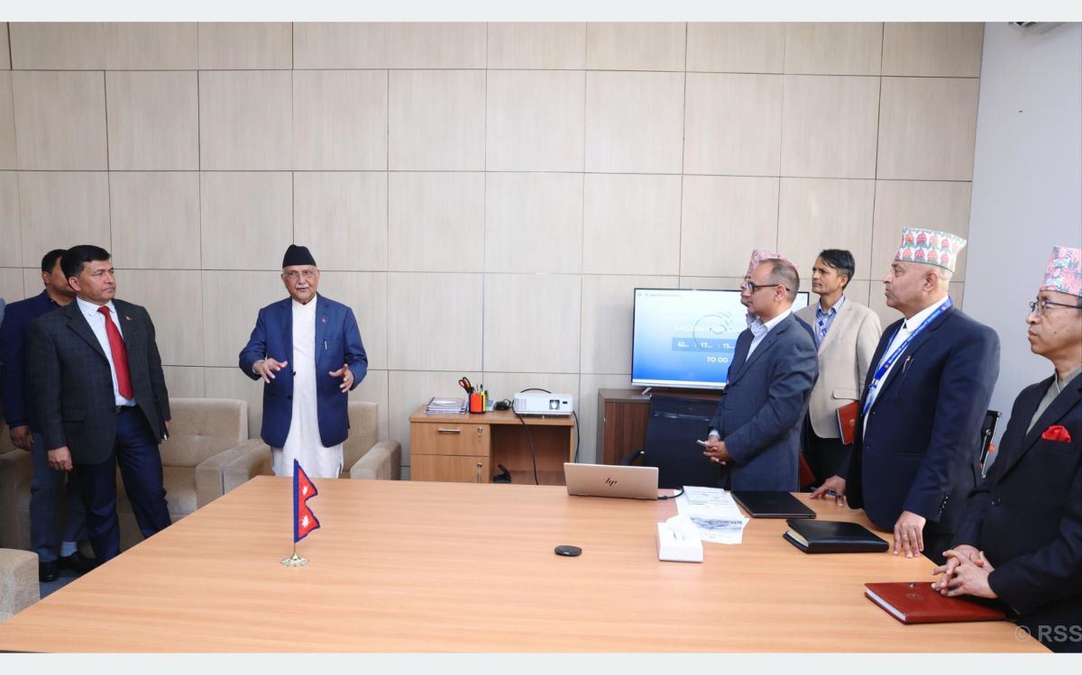 PM Oli inspects ‘Sagarmatha Sambaad’ Secretariat