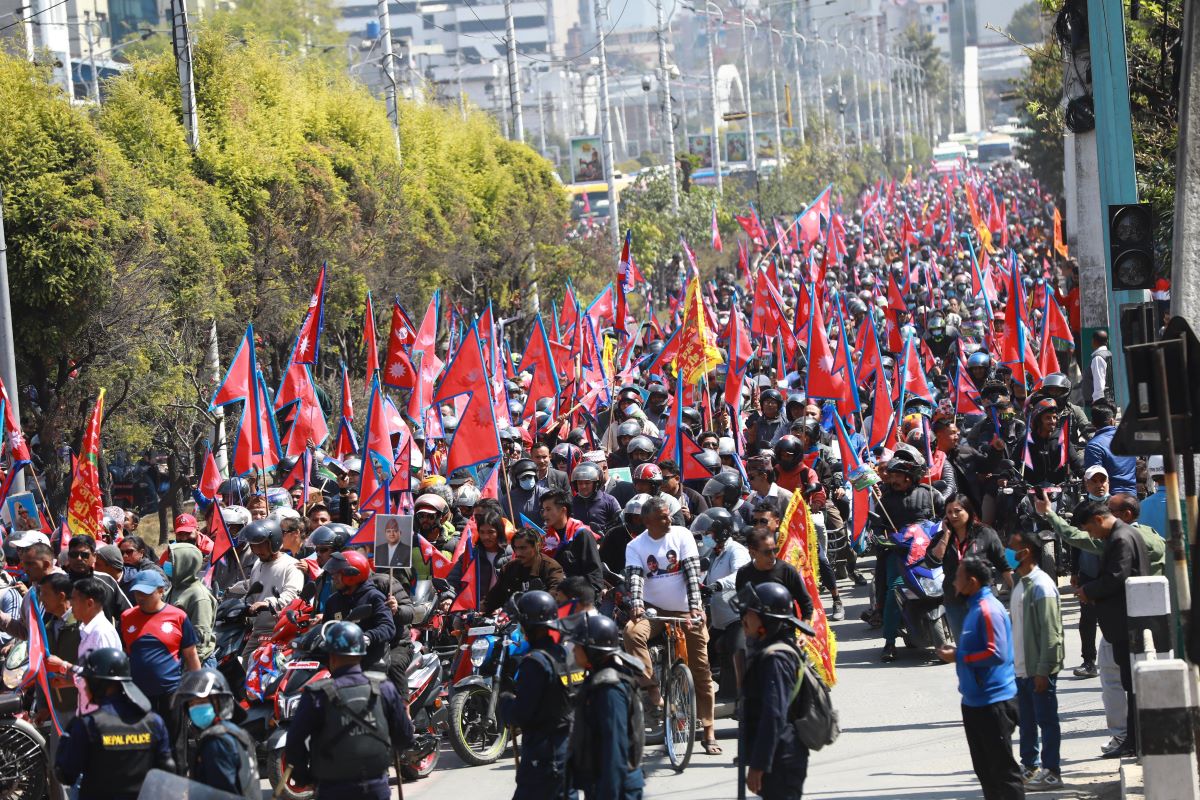 RPP holds motorcycle rally in Kathmandu demanding restoration of monarchy