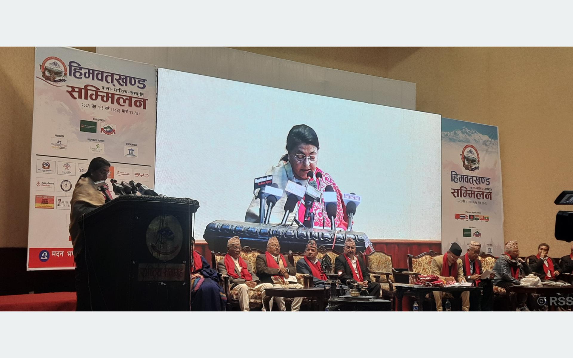 Language, arts, literature and cultures unite Nepalis from Himavat Khanda: Former President Bhandari