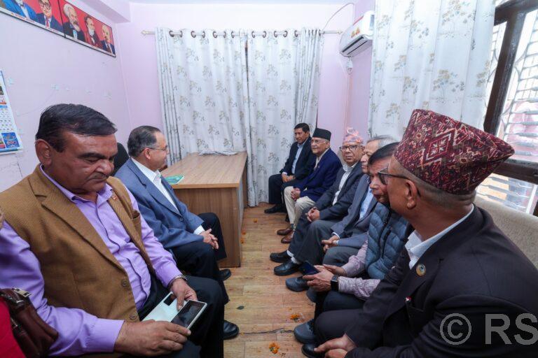 Prime Minister Oli visits office of the Unified Socialist Party