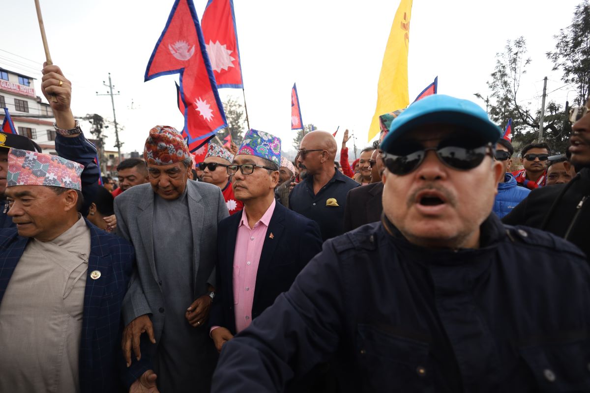 Lingden and Thapa at TIA to welcome former king shah