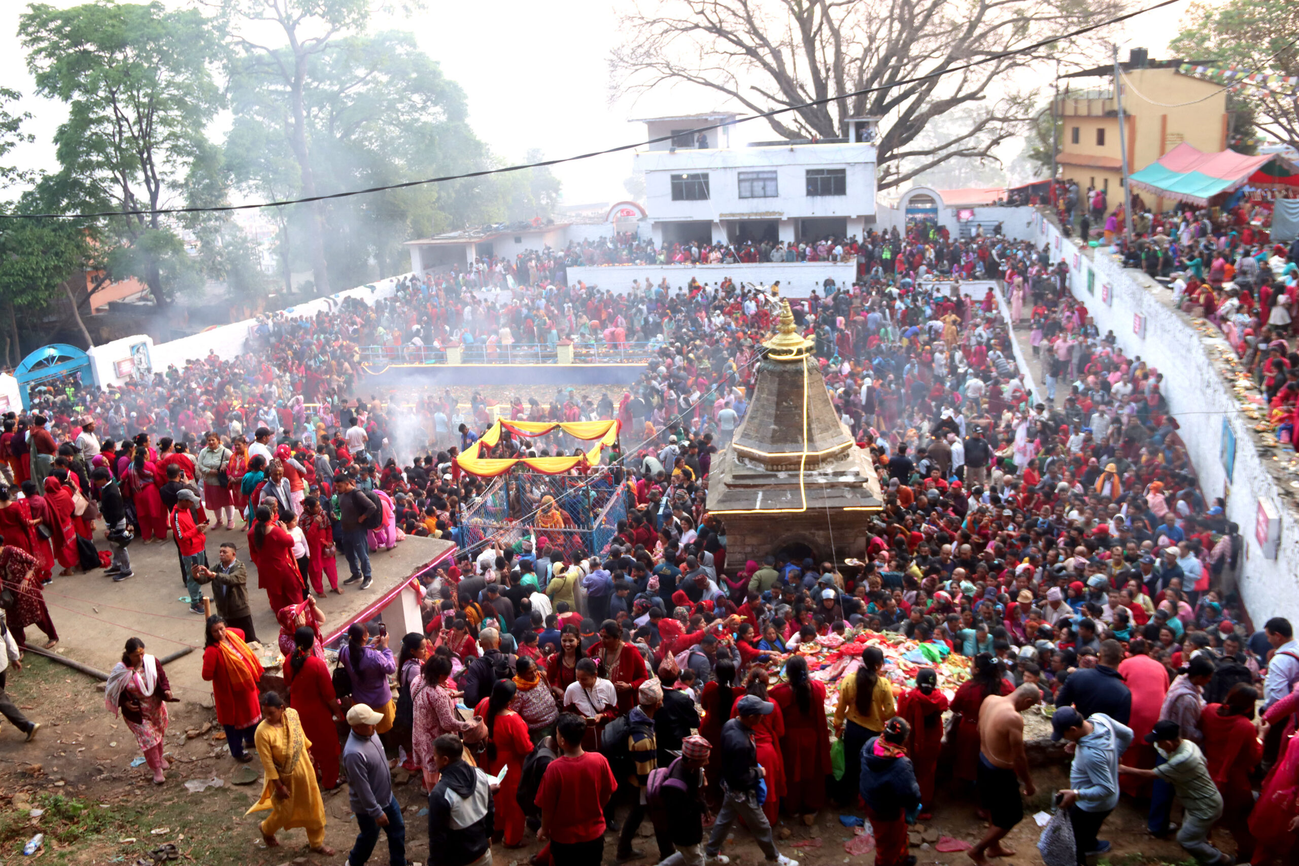 Devotees thronging Matatirtha shrine since early morning today