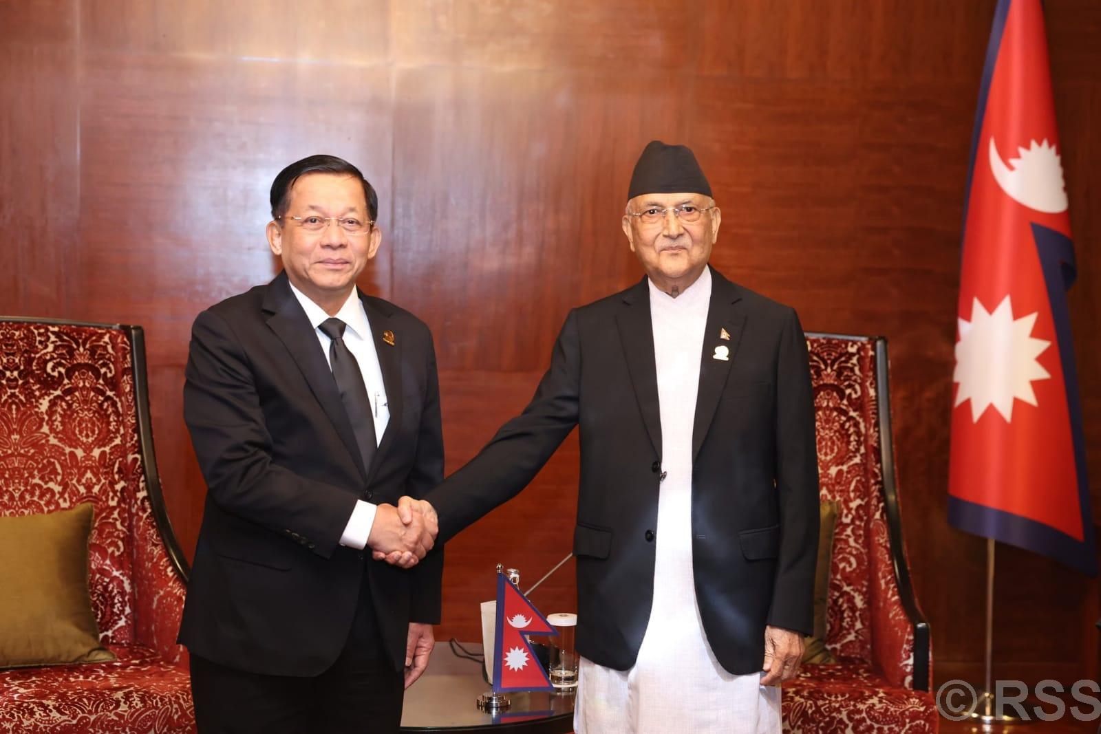PM Oli holds meeting with Prime Minister of Myanmar