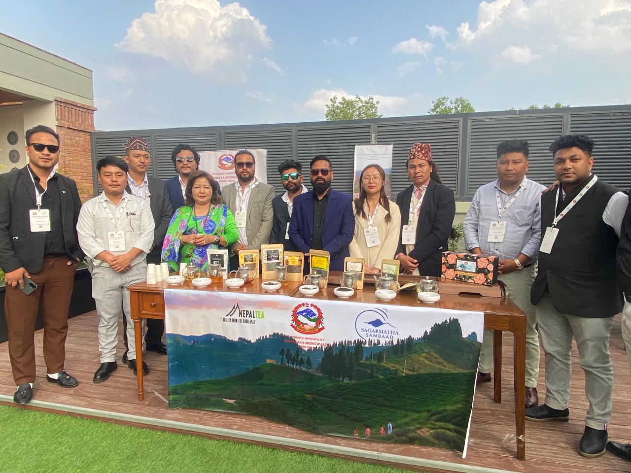 Delegates offered a taste of Ilam tea at Sagarmatha Sambaad