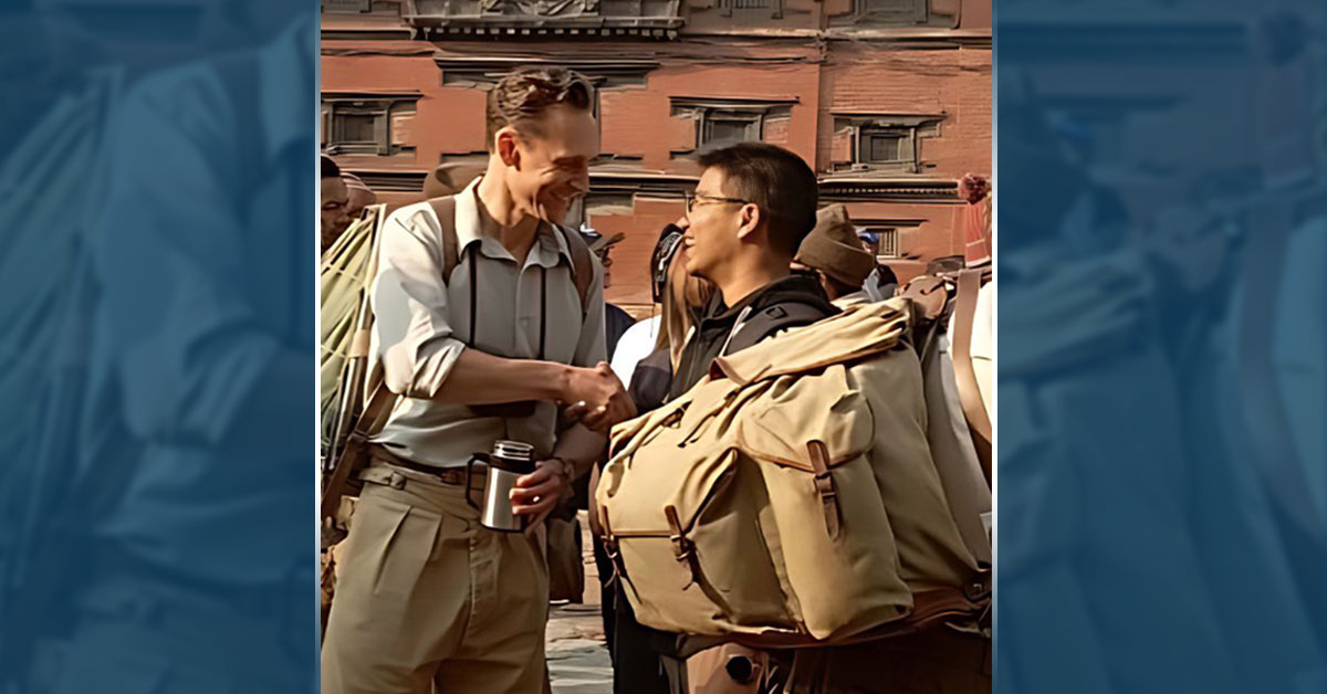 Tom Hiddleston Appears in Character on Patan Set of Hollywood Film