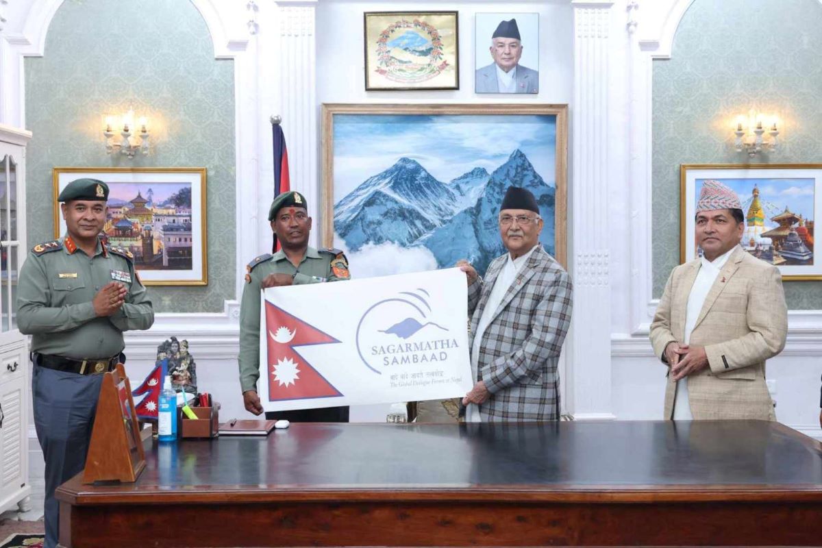 Goodwill ambassador of “Sagarmatha Sambaad”, Chhatyal, reaches atop Sagarmatha