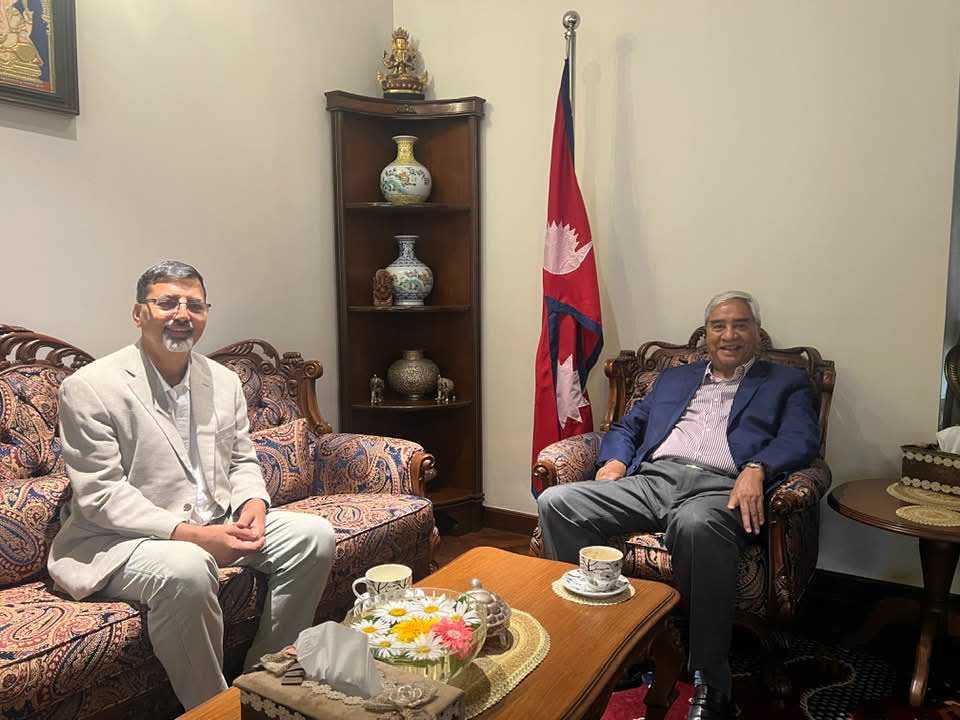 Maoist Center’s leader Sharma holds discussion with NC President Deuba