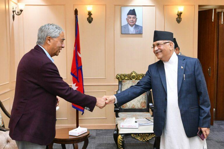 Oli–Deuba hold talks in Baluwatar