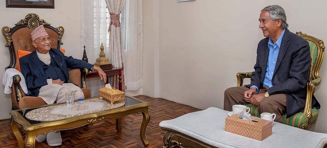PM Oli and NC President Deuba hold meeting at Baluwatar