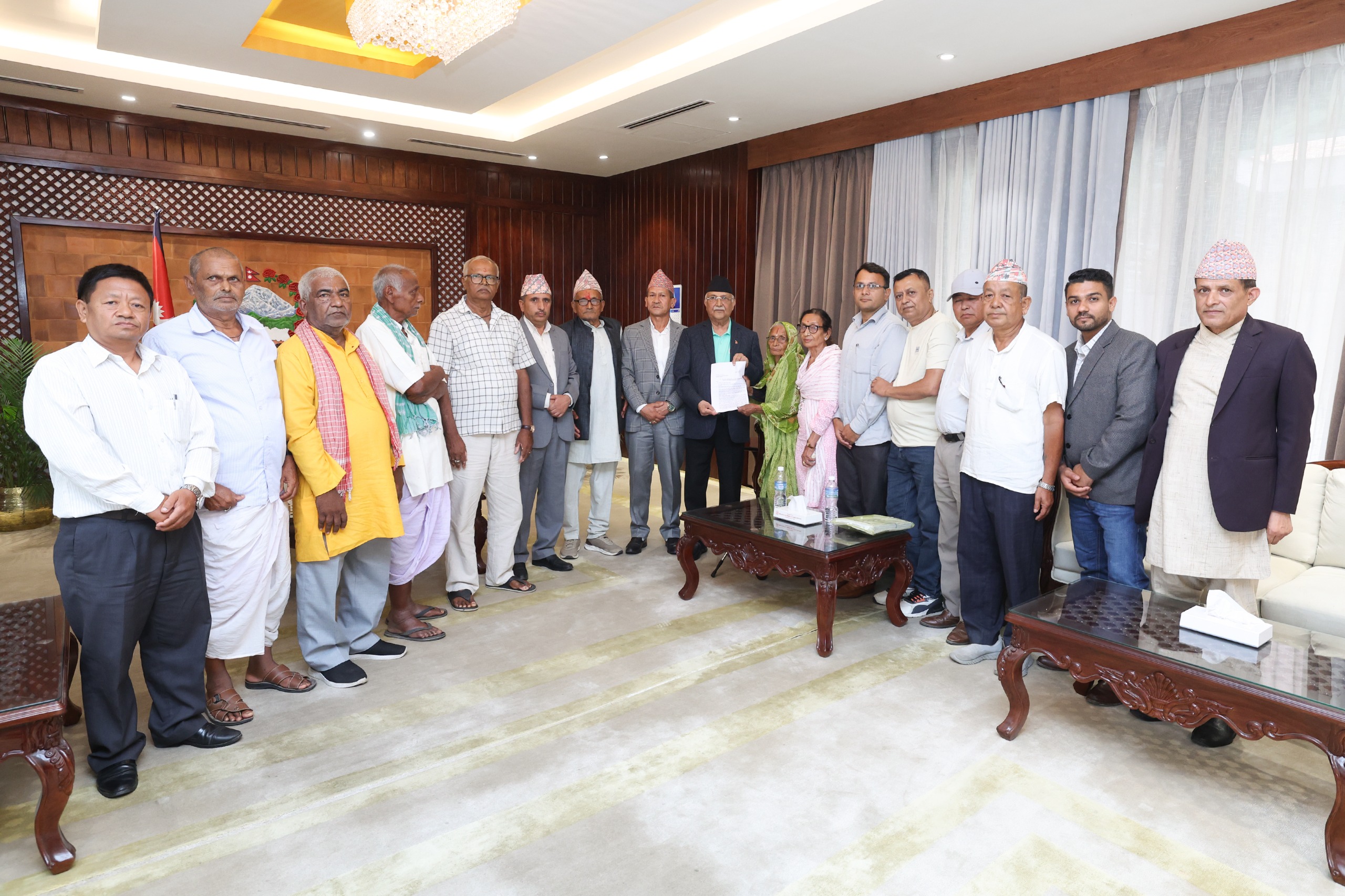 Displaced families from Koshi Tappu expansion submit memorandum to PM Oli