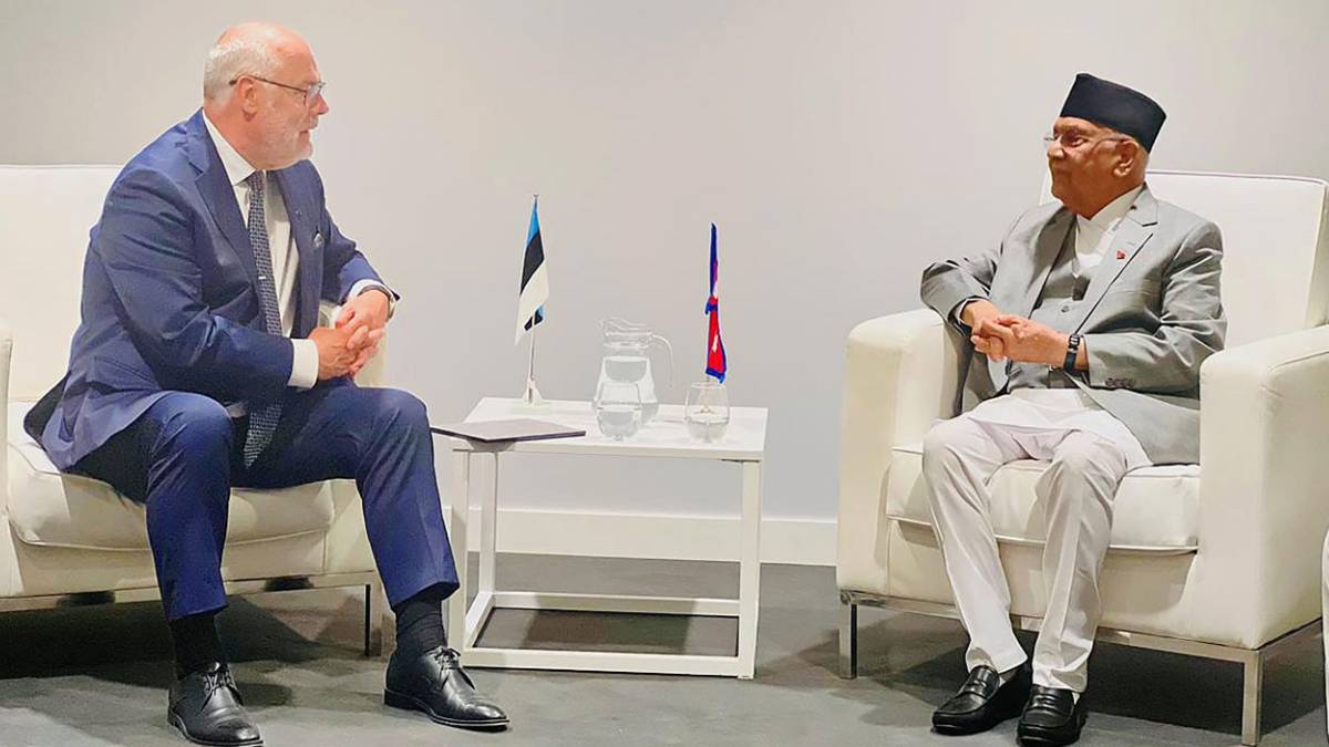 PM Oli holds bilateral talks with Estonian President Karis in Spain