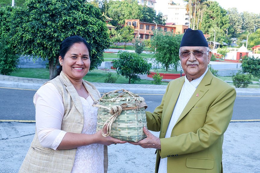 Chiyuri gifted to PM from Chepang community