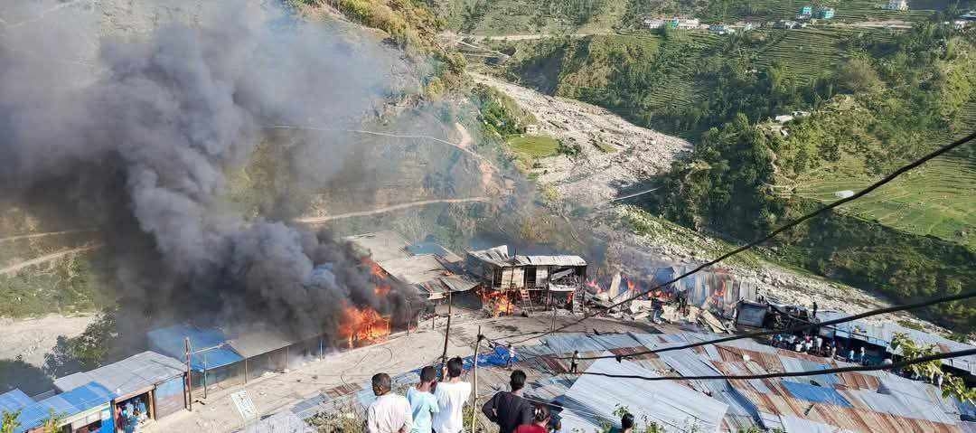 Fire ravages Bajura’s Bamka Bazaar, 16 shops gutted 