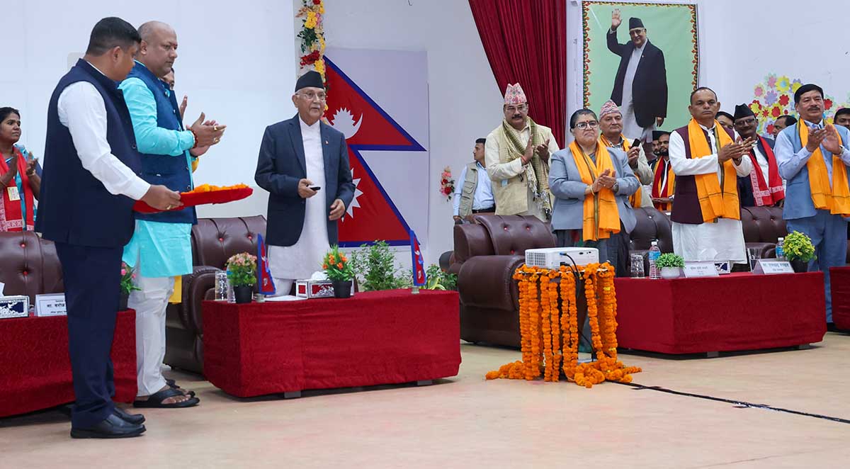 PM Oli lays foundation stone for 64 roads in Madhes Province