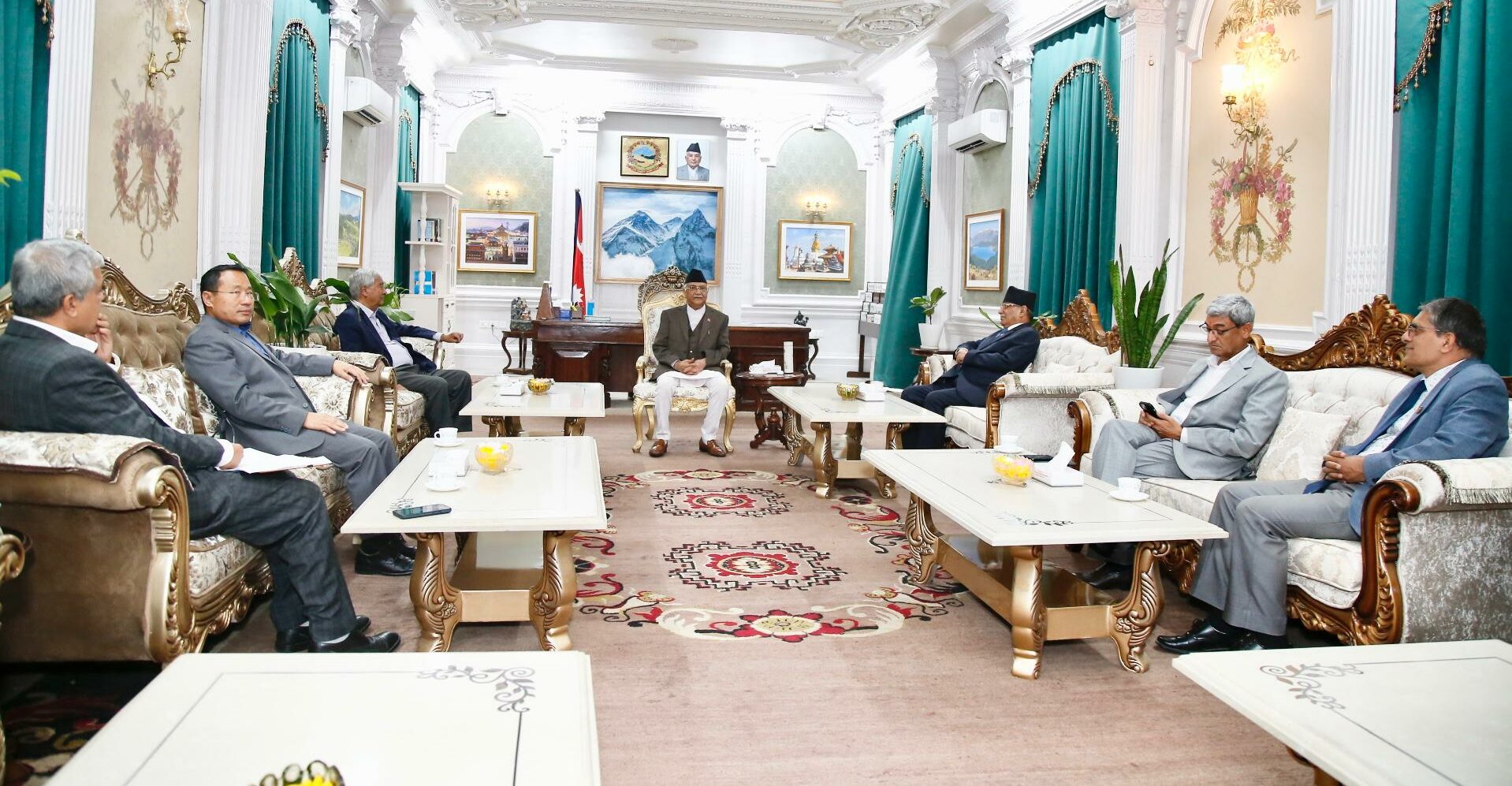 Top leaders of three major parties hold talks at Singha Durbar