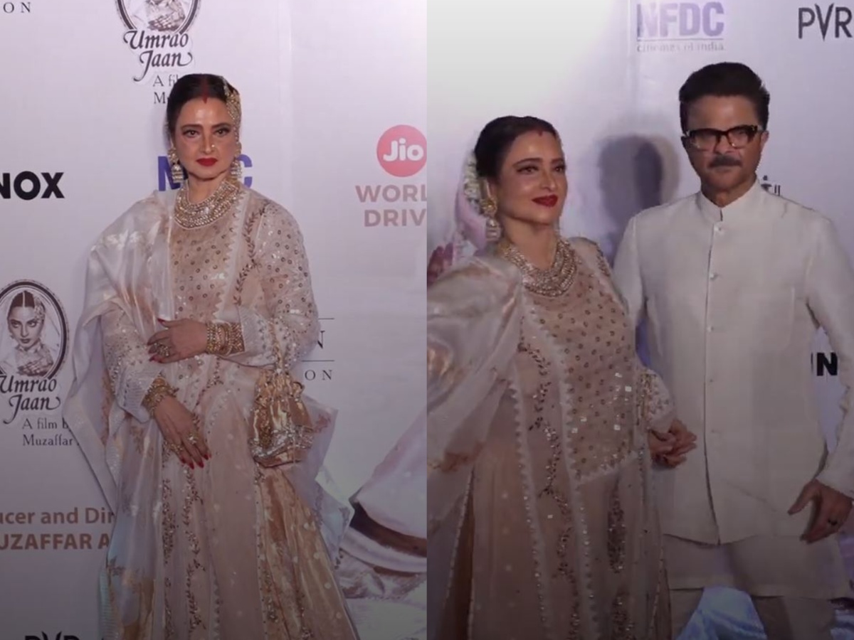 Rekha recreates her Umrao Jaan look at film re-release screening, dances with Anil Kapoor in fun moment, check out