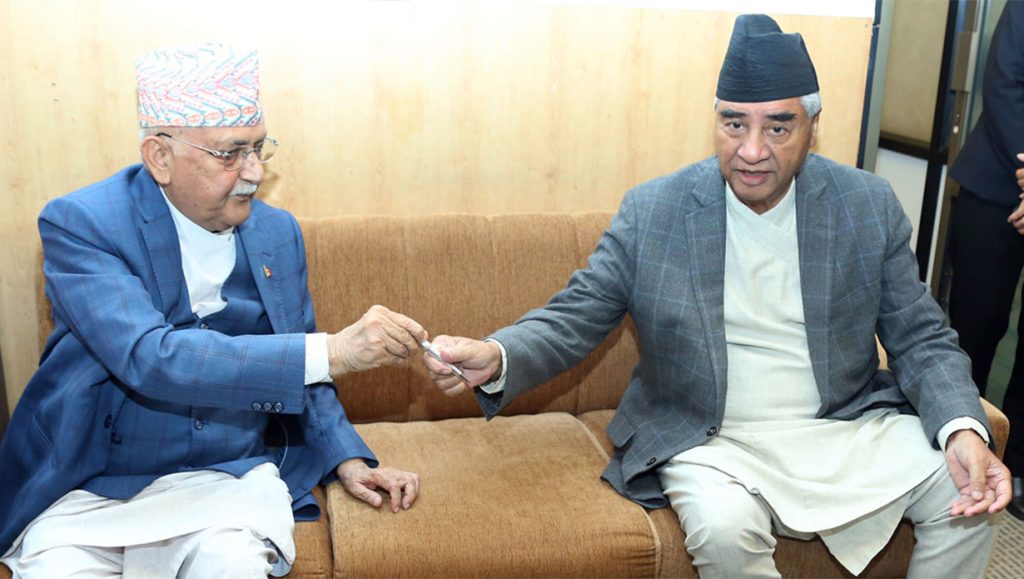Oli and Deuba set to meet today to discuss Cabinet reshuffle