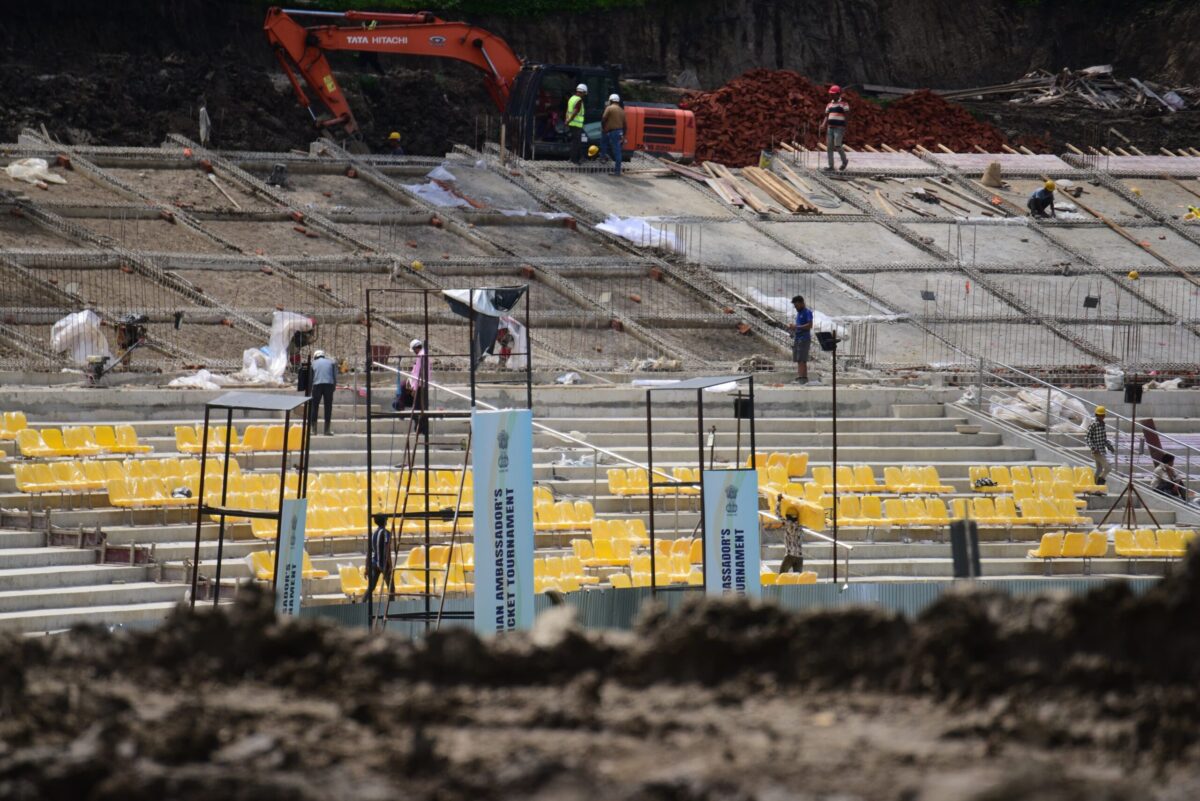 Seat installation begins at TU International Cricket ground in Kirtipur