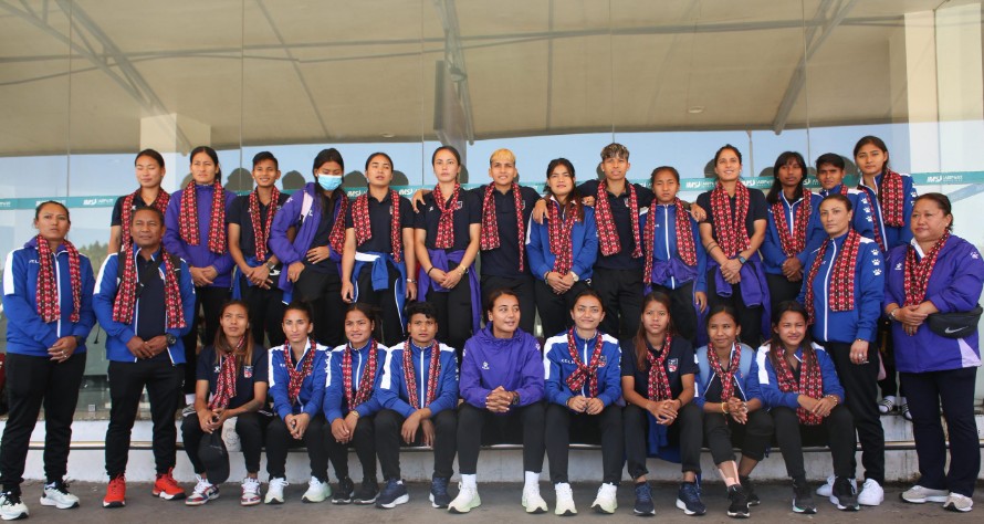 Nepali women’s football team returns home after AFC qualifiers