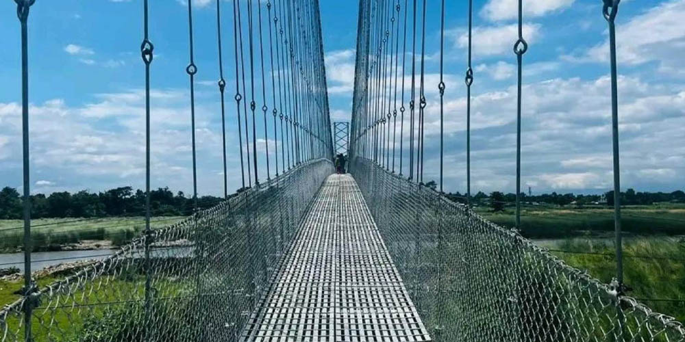 Suspension bridge over Ninda river