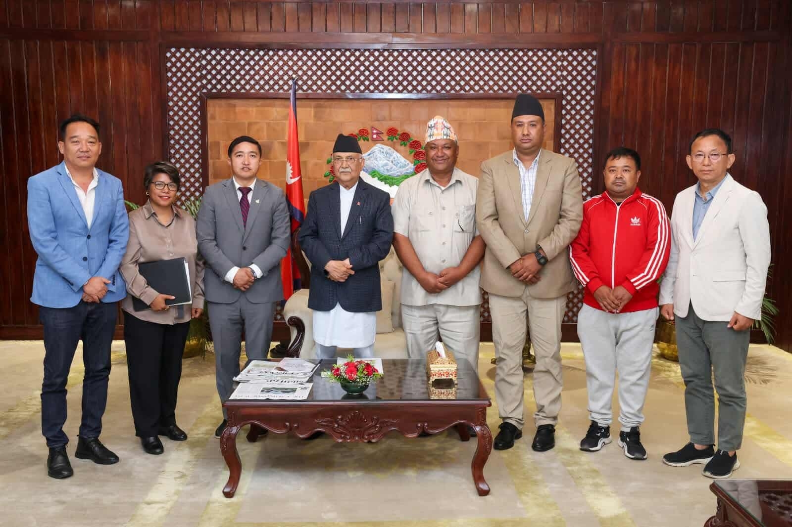PM Oli discusses construction of new 50,000-capacity stadium in Suryabinayak