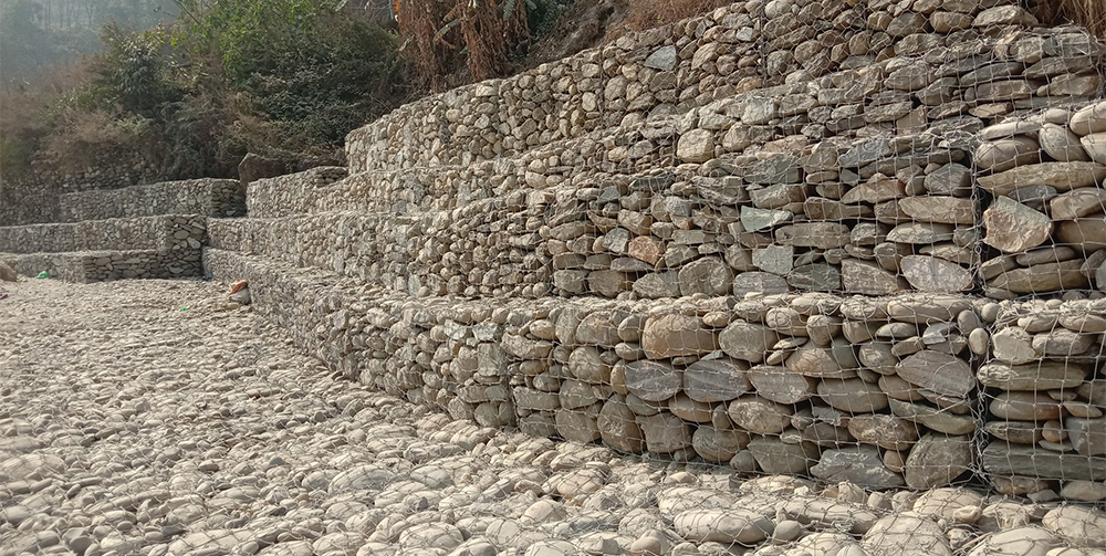 Embankment along Shikaribas stream to prevent inundation