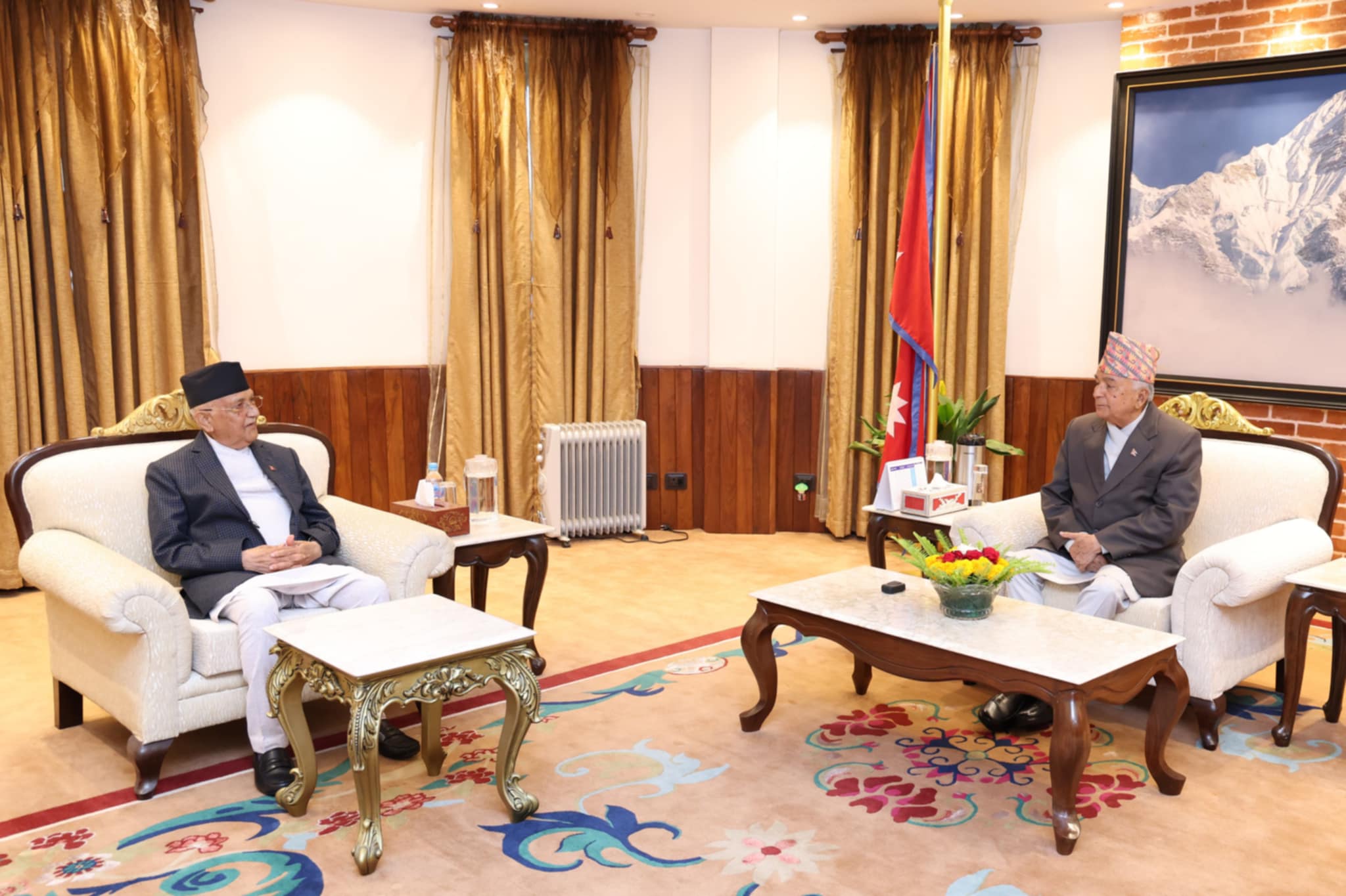 PM Oli holds discussion with President Paudel at Sheetal Niwas