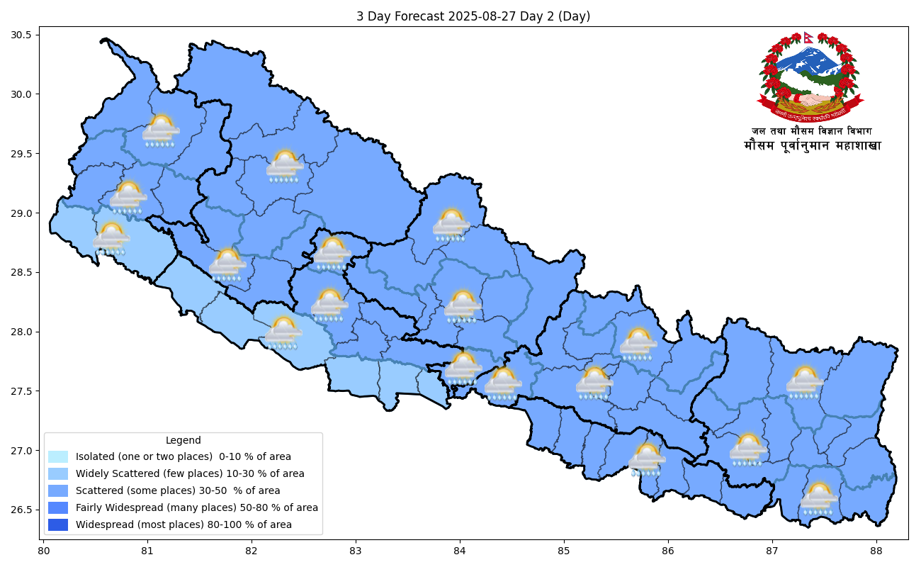 Heavy rain forecast in Koshi and Gandaki today