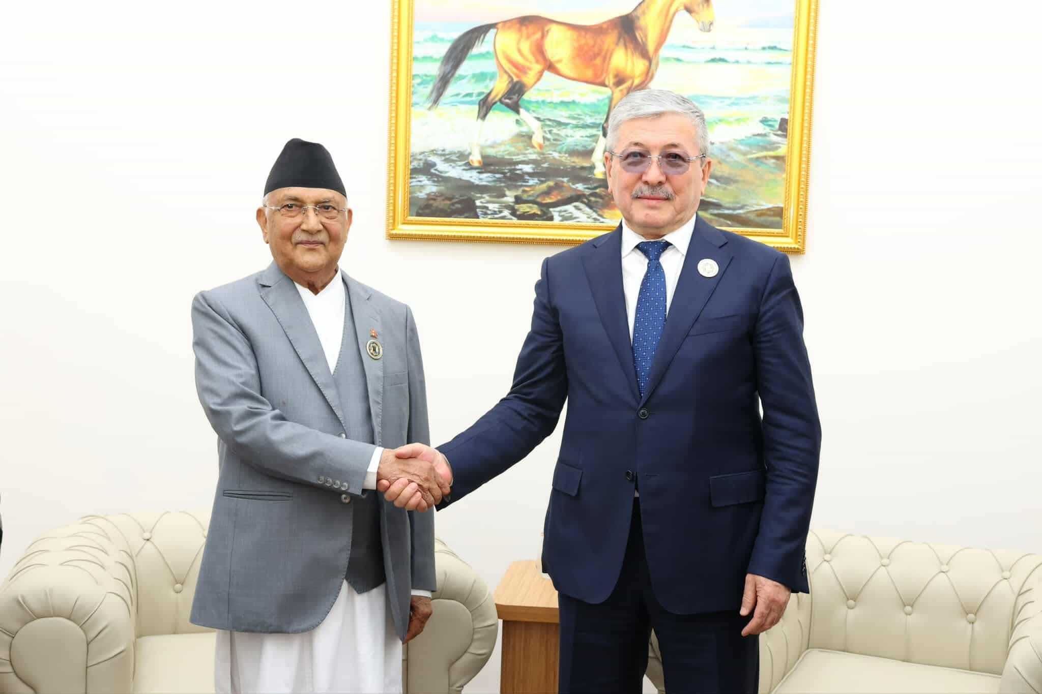 PM Oli holds bilateral talks with Kyrgyz Republic’s Cabinet Chairman Kasymaliev