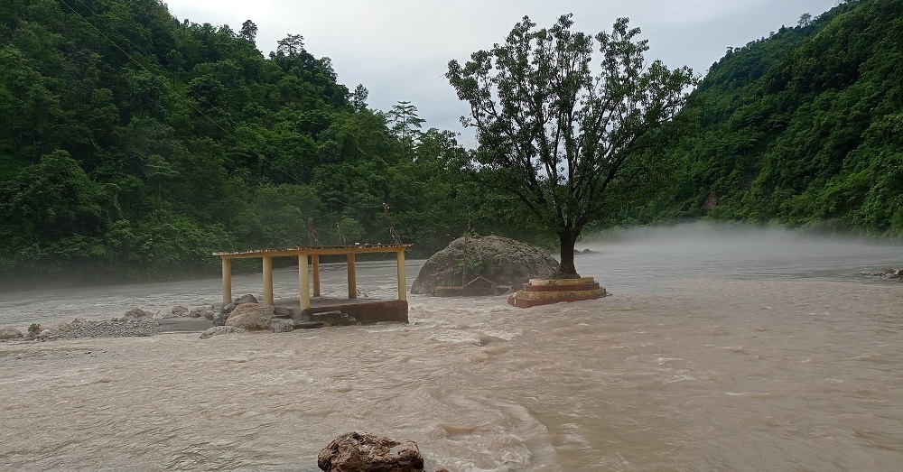 Kaligandaki River current at highest point of the year