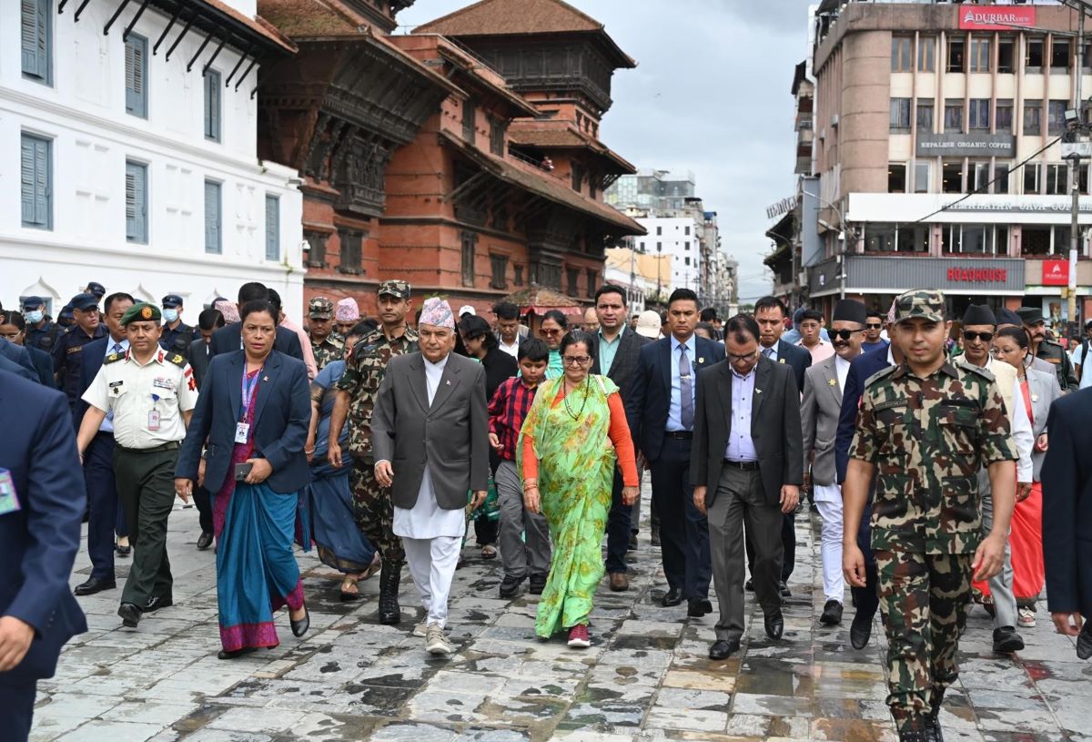 President Paudel observes heritage sites in Basantapur Area