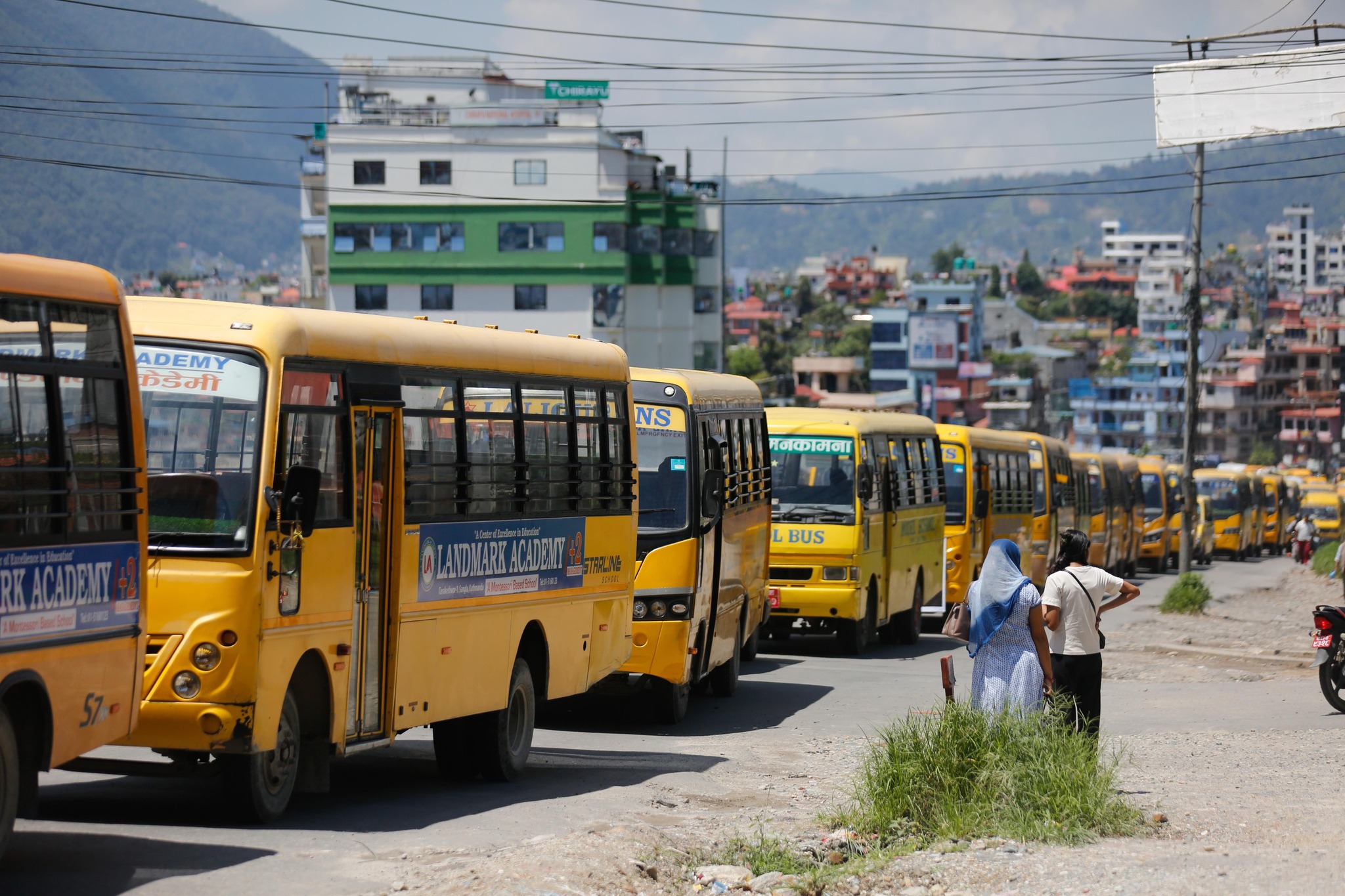 Private school operators protest in Kathmandu with school bus rally