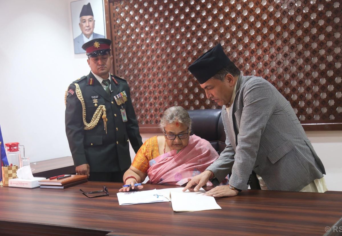 Newly appointed interim PM Karki assumes office
