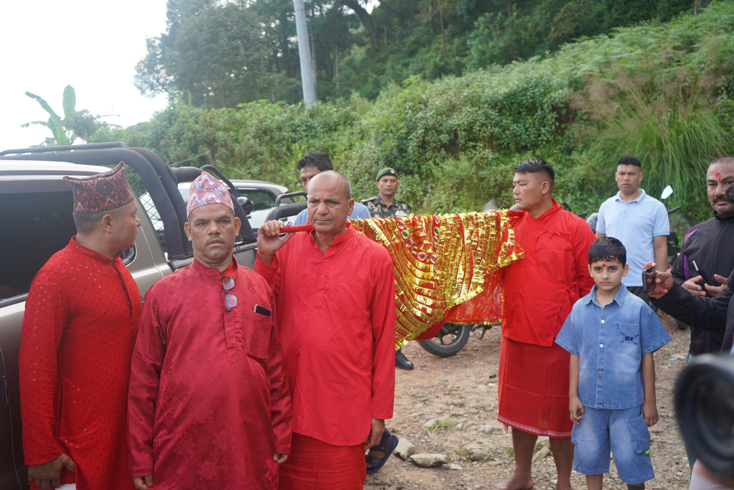 Sacred phulpati procession sent from Gorkha Durbar to Hanumandhoka Durbar