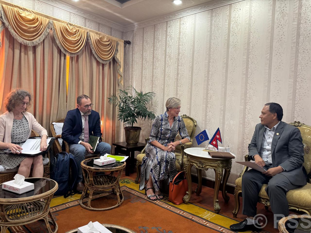 EU Ambassador to Nepal pays courtesy call on Minister Ghising